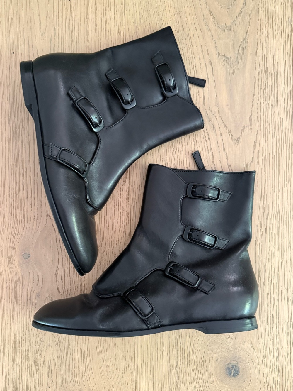 Brown Leather Victorian Goth Multi Buckle Boots 9B